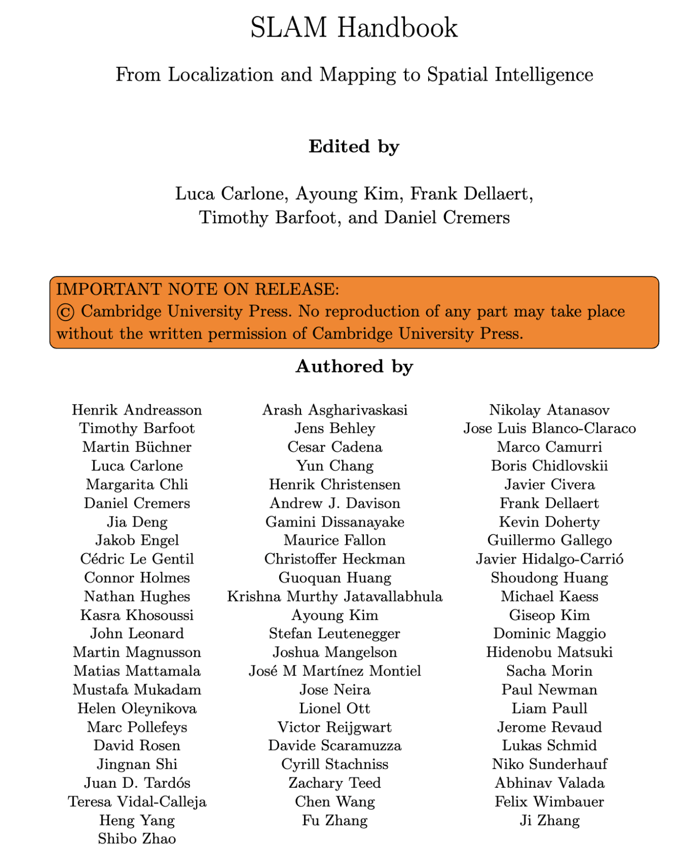 SLAM Handbook cover